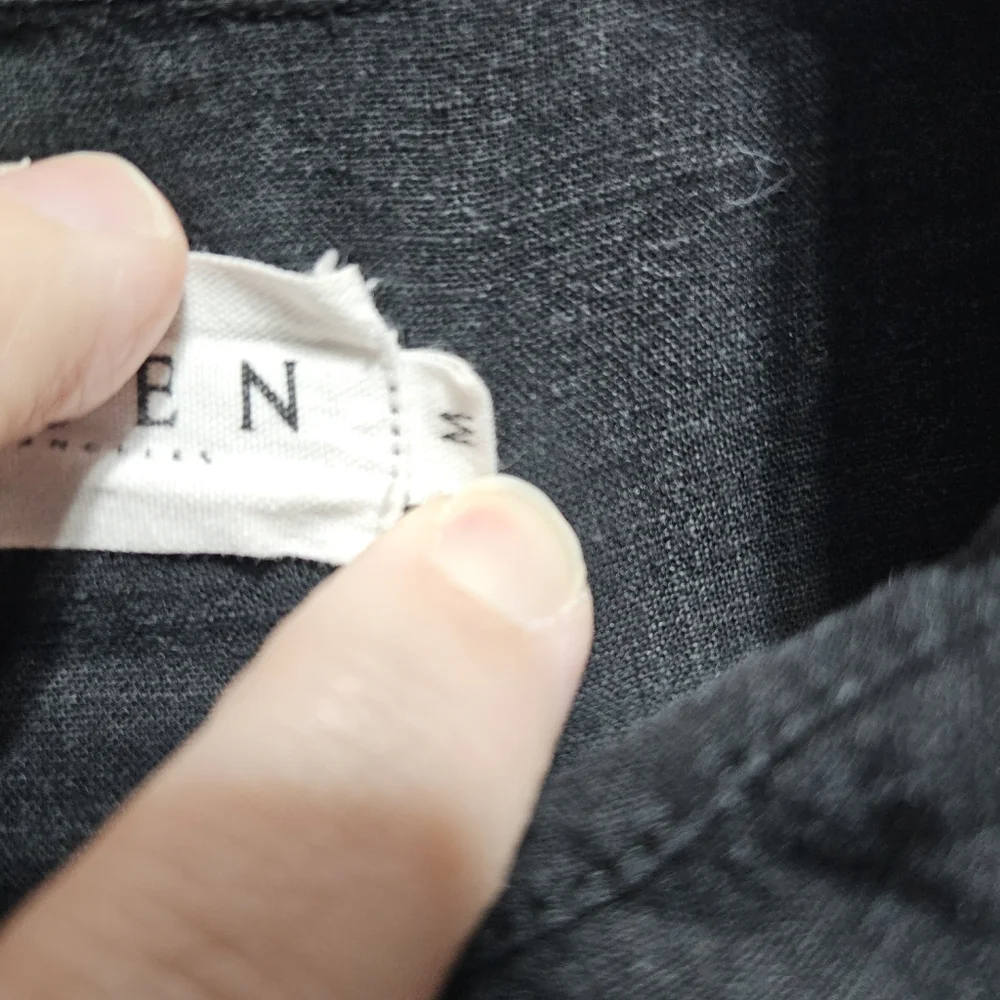 Risen Los Angeles Women's Black Linen Blend Relaxed Fit Button Up Shirt Size M/L - Picture 11 of 14